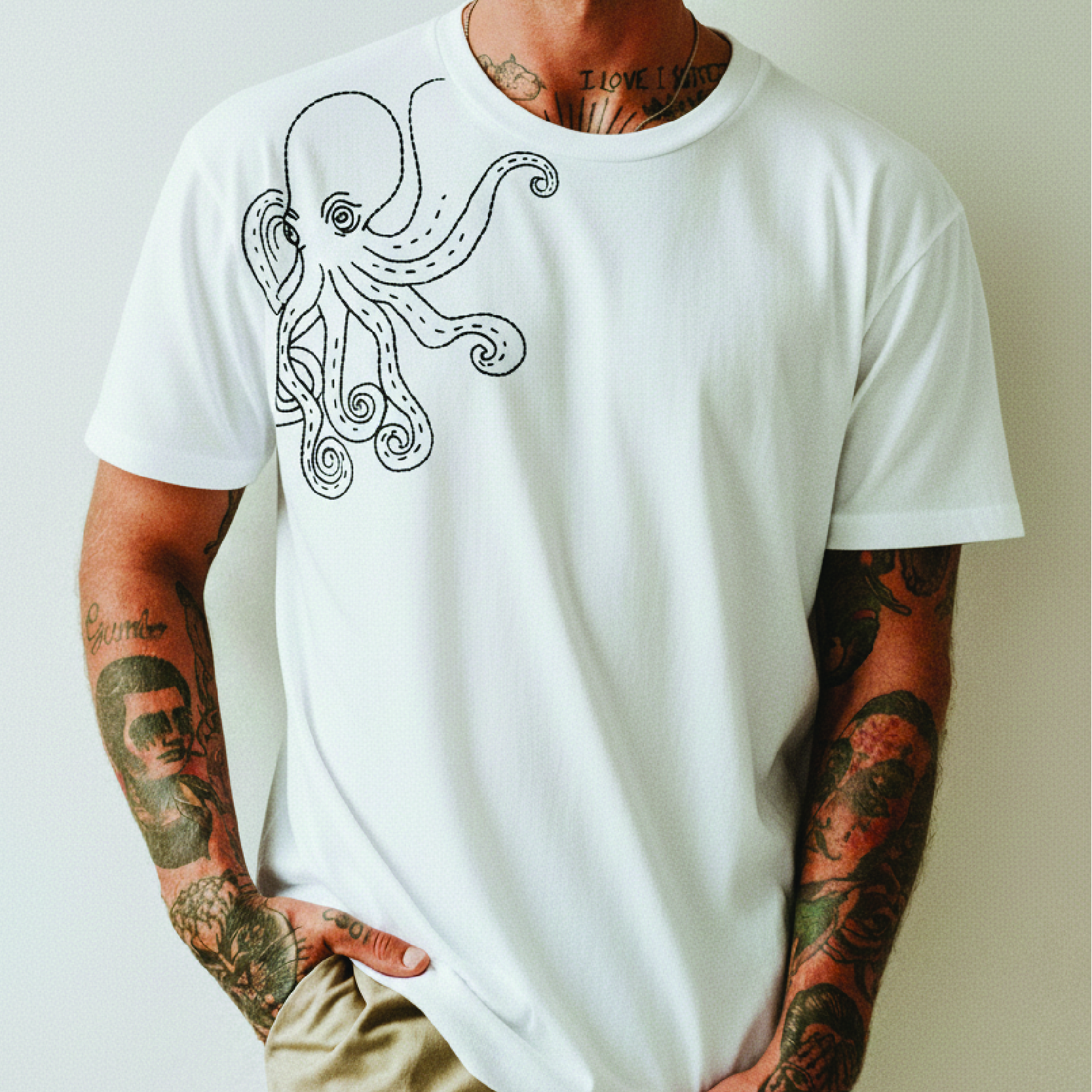 Entre Tentáculos Embroidered Octopus T-Shirt - Image 3