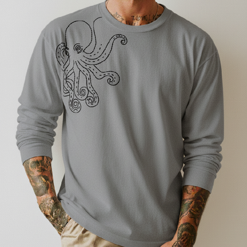 Entre Tentáculos Embroidered Octopus Crewneck