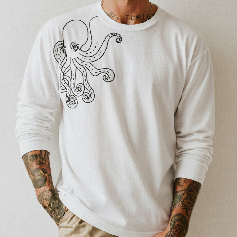 Entre Tentáculos Embroidered Octopus Crewneck - Image 3